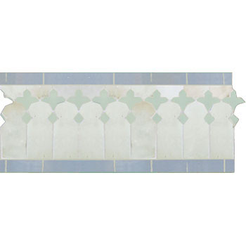 Mosaic House Moroccan tile Zanar 1-17-30 White Sky blue Celadon Green  zellige, mosaic, zellij, border, glaze, traditional, classic 